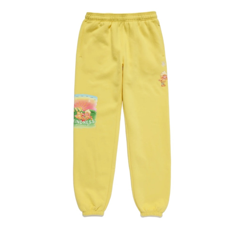 NWT L Samii Ryan Care Bears & Strawberry Shortcake Offer Kindness Yellow Joggers - Picture 2 of 10